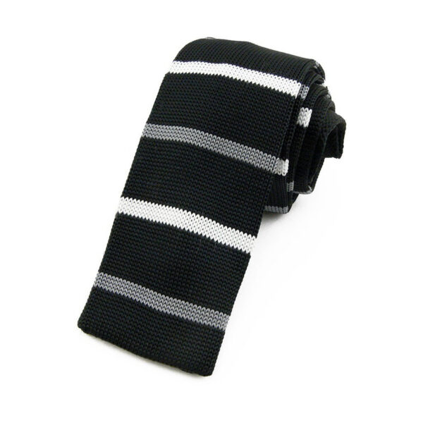 Cravate tricot noire à rayures