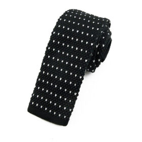 Cravate tricot noire à motifs