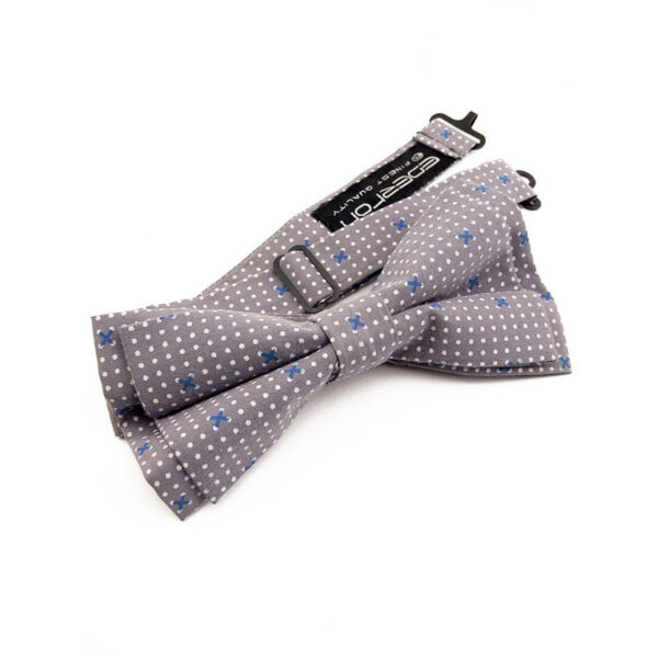 Noeud papillon double gris à pois blancs