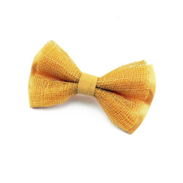 Noeud papillon jaune en fibre d'abaca
