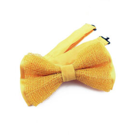 Noeud papillon jaune en fibre d'abaca