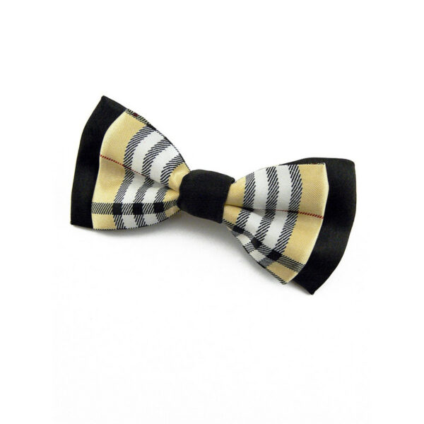 Nœud papillon Enfant à carreaux beige et noir