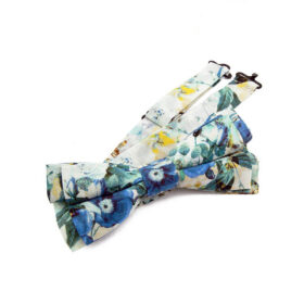 Noeud papillon à fleurs bleues