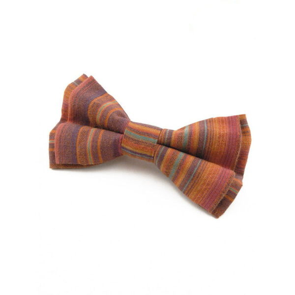 Noeud papillon double Orange à rayures