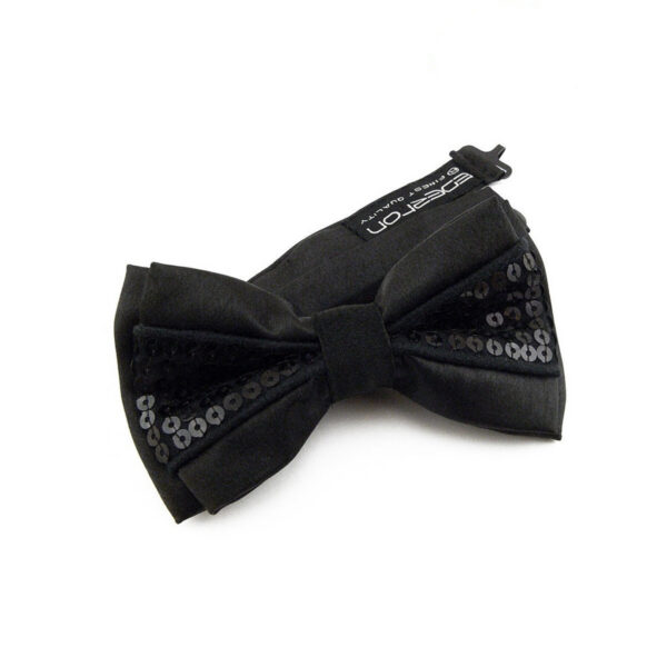 Noeud papillon satin noir à paillettes