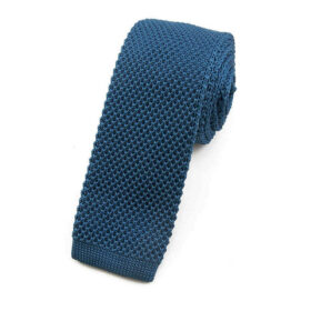 Cravate tricot bleu canard