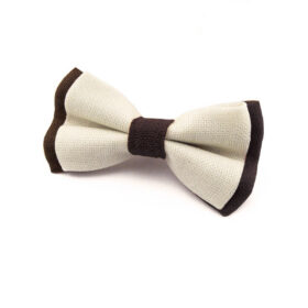 Noeud papillon ivoire et marron bi-ton