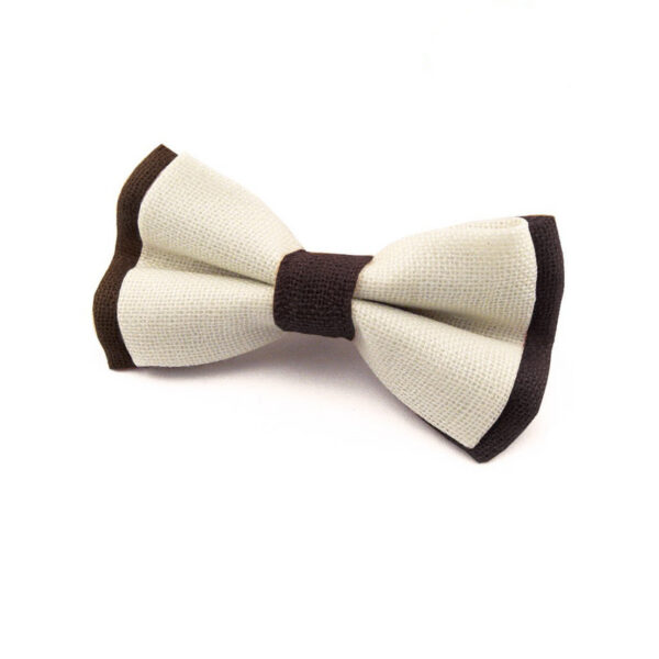 Noeud papillon ivoire et marron bi-ton