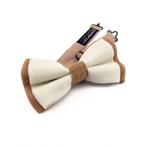 Noeud papillon ivoire et camel bi-ton