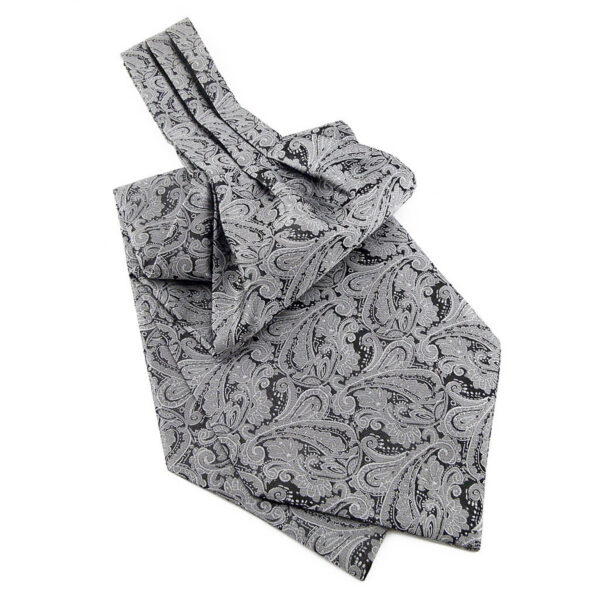 Cravate Ascot grise à motif cachemire