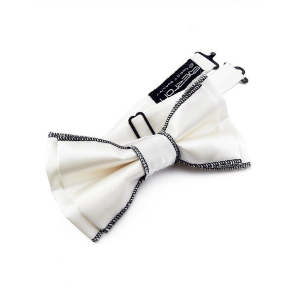 Noeud papillon blanc à bords noir