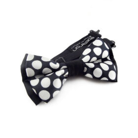 Noeud papillon noir à pois blanc