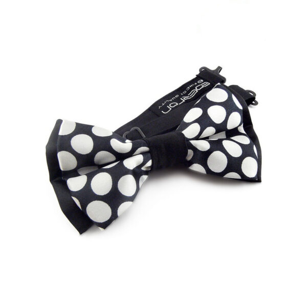 Noeud papillon noir à pois blanc