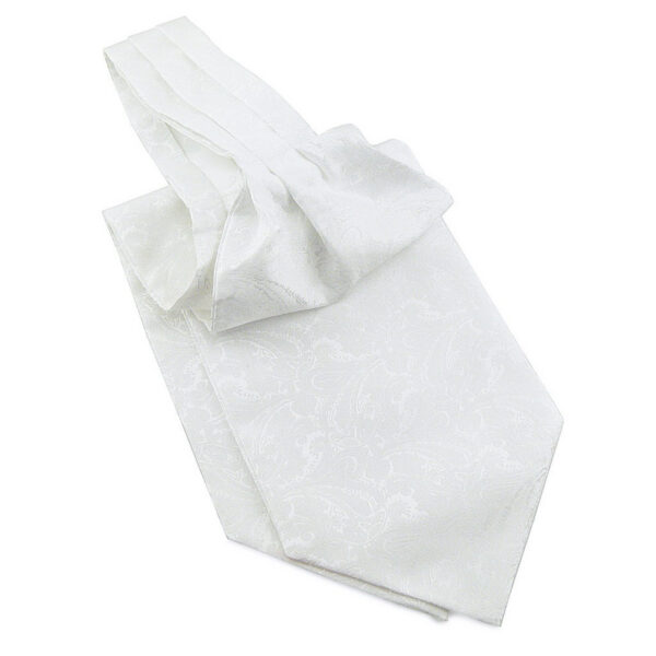 Cravate Ascot blanche à motif cachemire