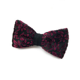 Noeud papillon noir à fleurs velours