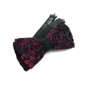 Noeud papillon noir à fleurs velours
