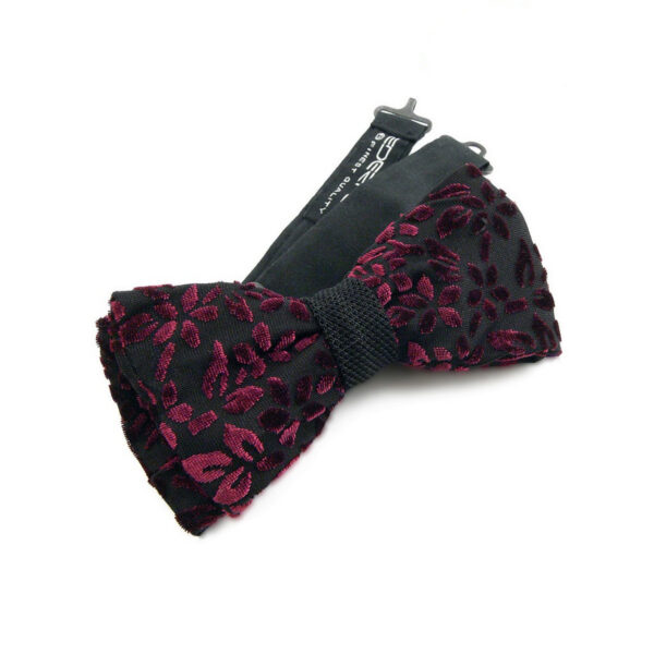 Noeud papillon noir à fleurs velours