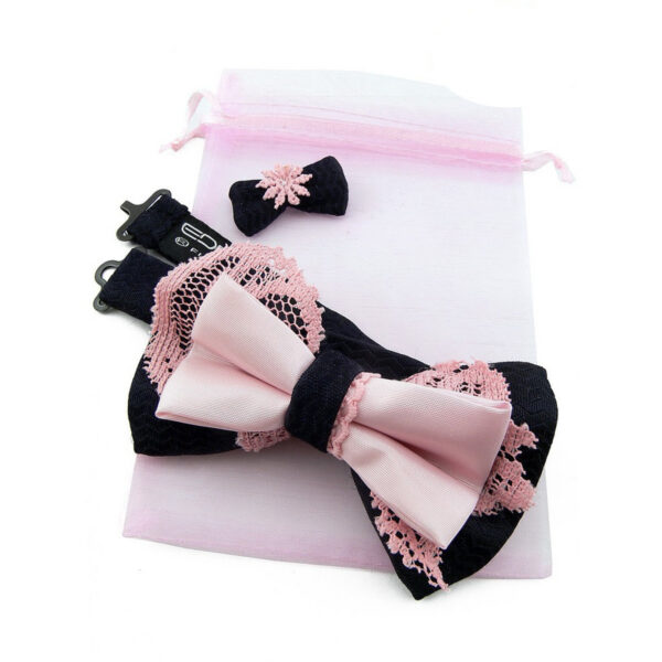 Noeud papillon femme rose et marine