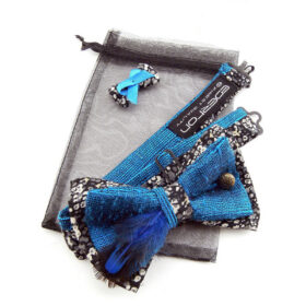 Noeud papillon femme tissé bleu canard