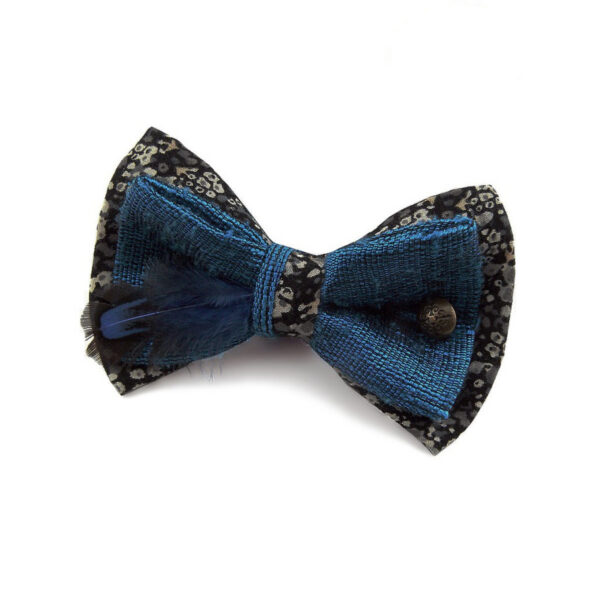 Noeud papillon femme tissé bleu canard