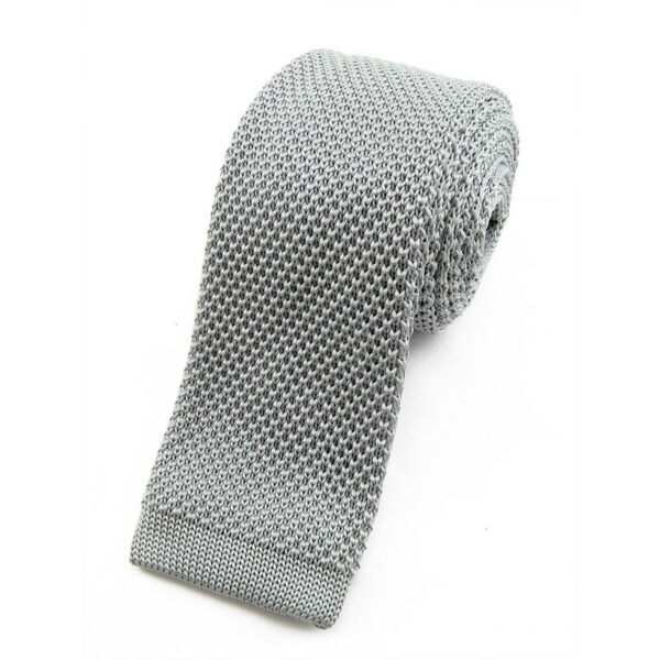 Cravate tricot gris clair