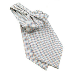 Cravate Ascot bleu et blanc