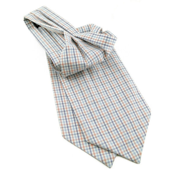Cravate Ascot bleu et blanc