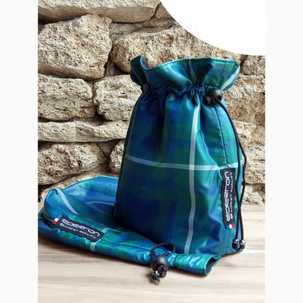 Sacs étriers bleu et vert à carreaux