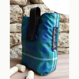 Pochette friandises bleu et vert à carreaux