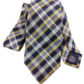 Cravate tartan bleu marine