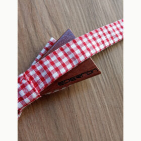 Noeud papillon bois et tissu Vichy