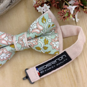 Noeud papillon vert et rose à fleurs