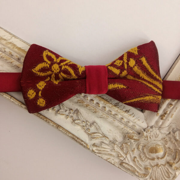 Noeud papillon Bordeaux et ocre pour enfant