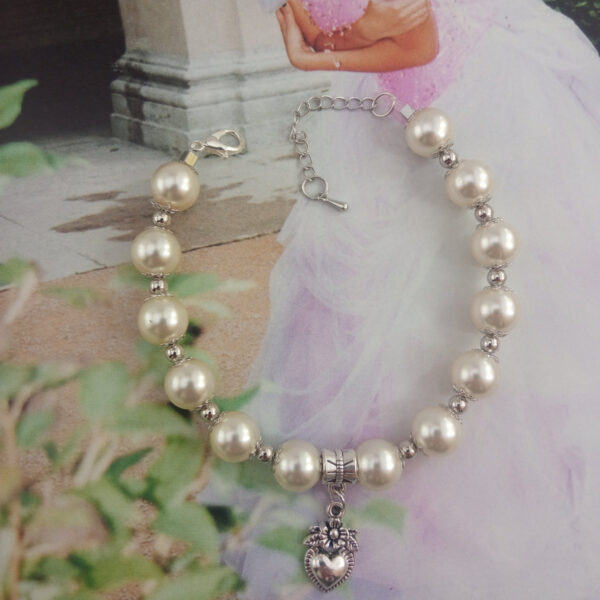 Bracelet perles et pendentif coeur - A personnaliser