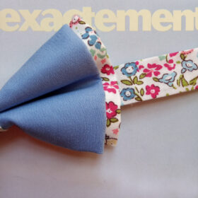 Noeud papillon bleu et Liberty rose