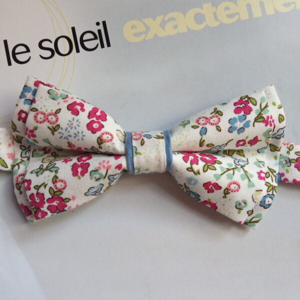Noeud papillon Liberty rose et bleu