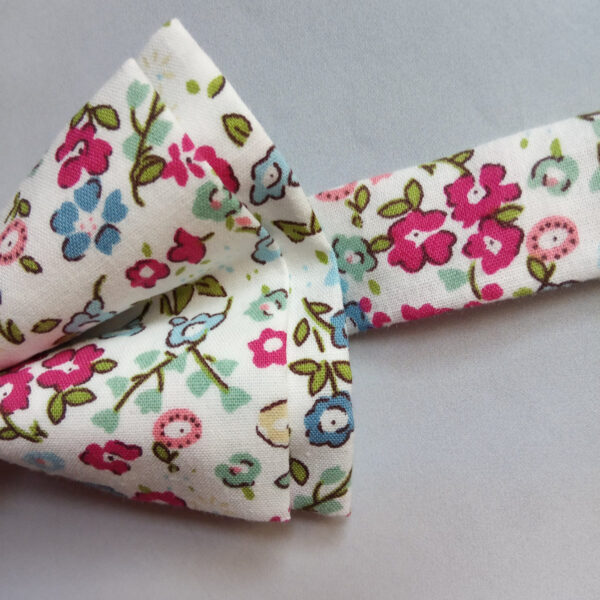 Noeud papillon Liberty rose et bleu