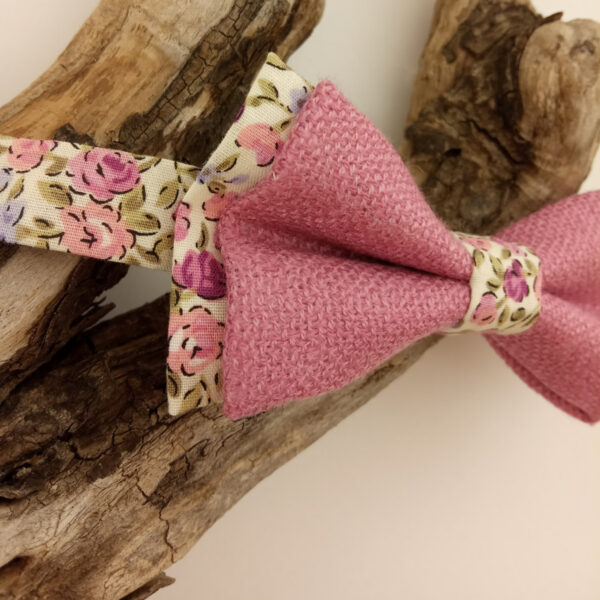 Noeud papillon enfant vieux rose et Liberty