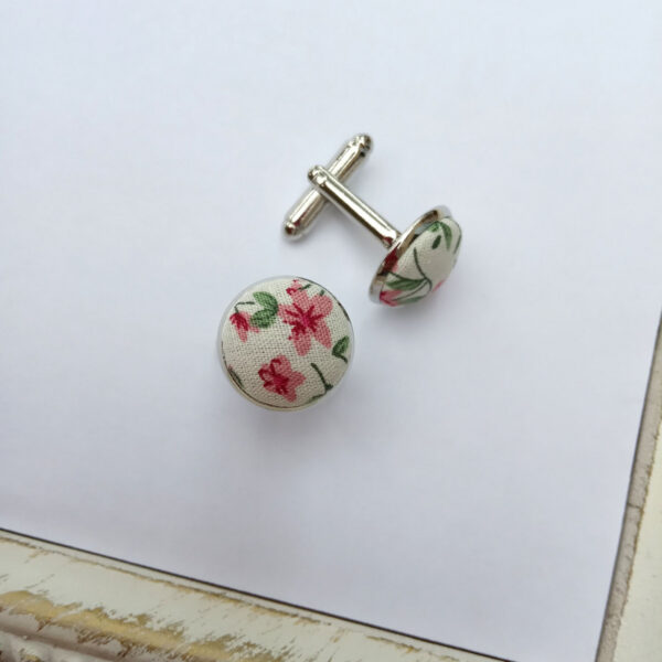 Boutons de manchettes fleurs Liberty rose