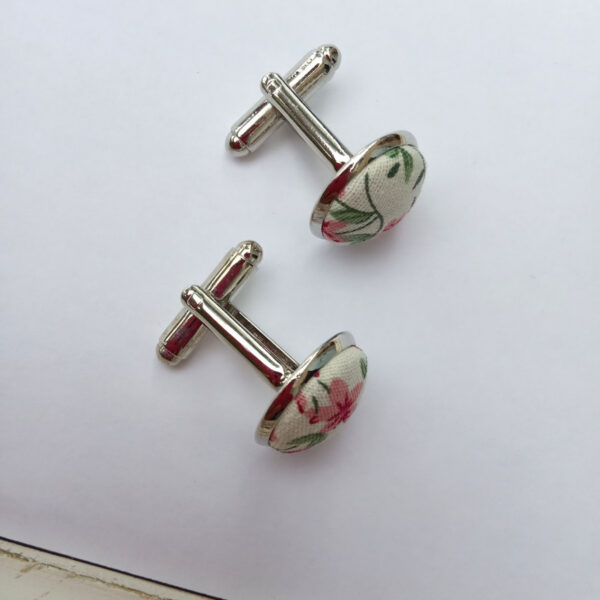 Boutons de manchettes fleurs Liberty rose
