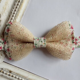 Noeud papillon fibre naturelle et tissu Liberty rose