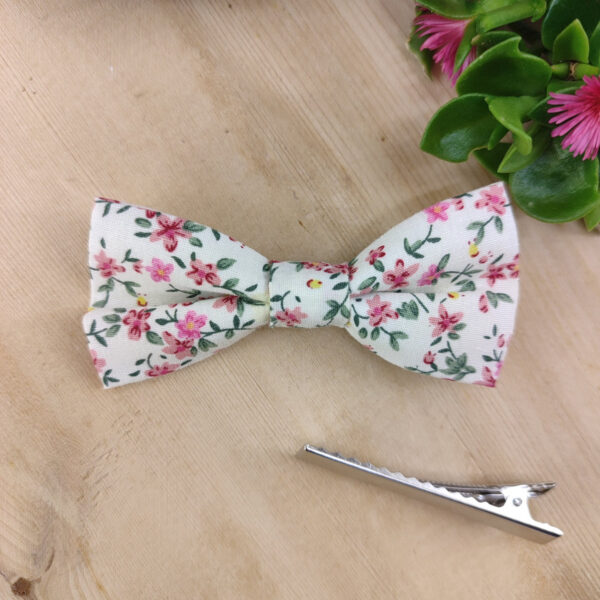 Barrette noeud papillon Liberty rose