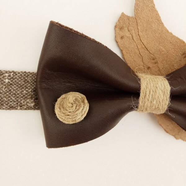 Noeud papillon cuir et ficelle de jute