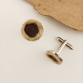 Boutons de manchettes cuir et ficelle de jute