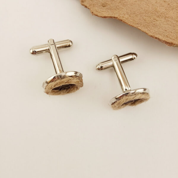 Boutons de manchettes cuir et ficelle de jute