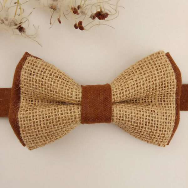 Noeud papillon camel en toile de jute