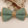 Noeud papillon vert sauge foncé et toile de jute