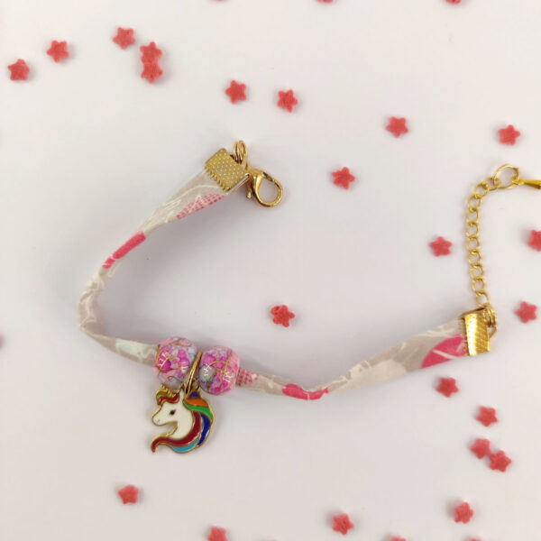 Bracelet licorne et tissu à pois