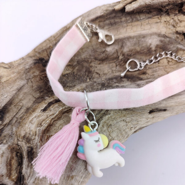 Bracelet licorne et pompon rose