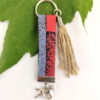 Porte clés Ethnique avec pompon ficelle de jute